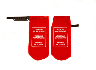 SMALL PLUG COVER LOCKOUT- RED LOCKABLE RED BAG 9